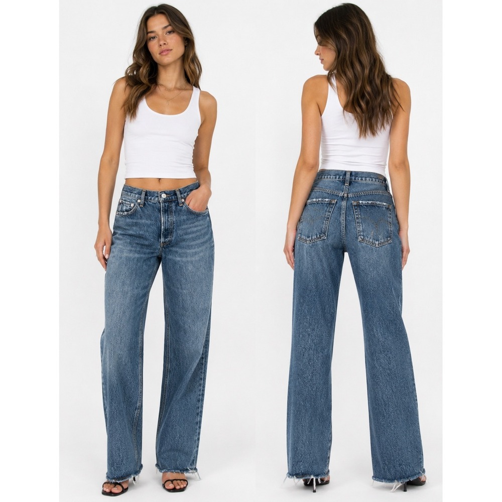 Agolde Women's Straight Leg Jeans in Medium Blue Wash